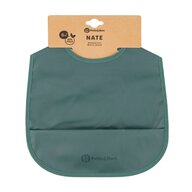 Baveta impermeabila cu buzunar, Petite&Mars, Nate, Fara PVC si ftalati, 37 × 27 cm, 6 luni+, Prindere velcro, Verde