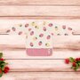 Baveta impermeabila, Petite&Mars, Cu maneci lungi, Usor de curatat, inchidere prin velcro, Dimensiune 38x42 cm, 24 luni+, Beige Strawberies - 2
