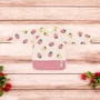 Baveta impermeabila, Petite&Mars, Cu maneci lungi, Usor de curatat, inchidere prin velcro, Dimensiune 38x42 cm, 24 luni+, Beige Strawberies - 2