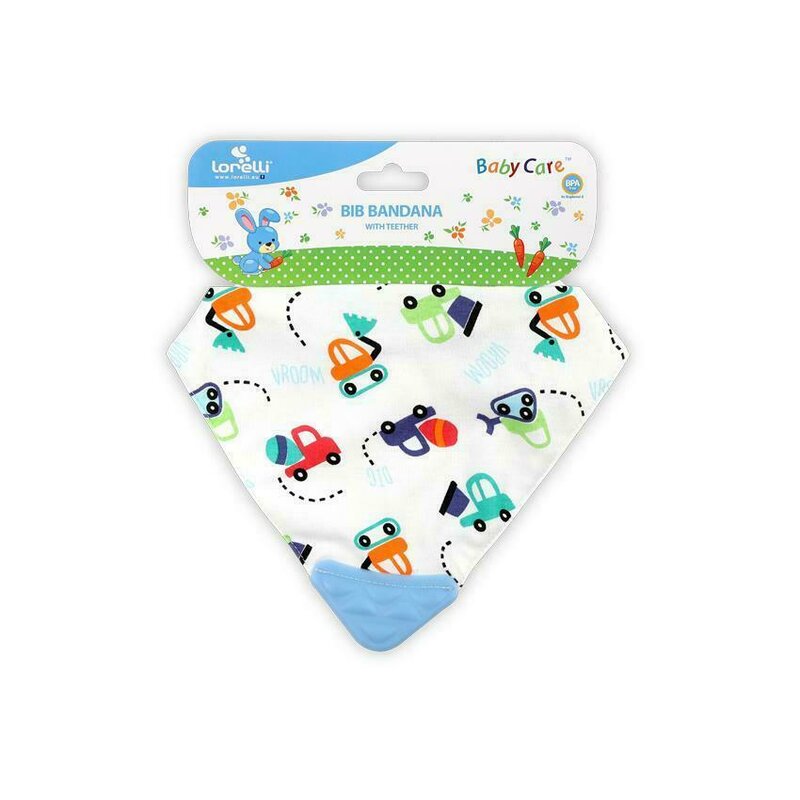 Lorelli - baveta tip bandana cu jucarie dentitie bumbac imprimeuri colorate