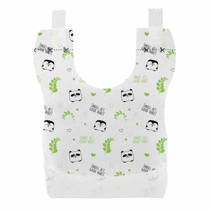 Bavete de unica folosinta, Chicco, Ecologice 100% compostabile, Cu buzunar colector, Prindere cu benzi adezive, 36 buc, 6 luni+, Multicolor