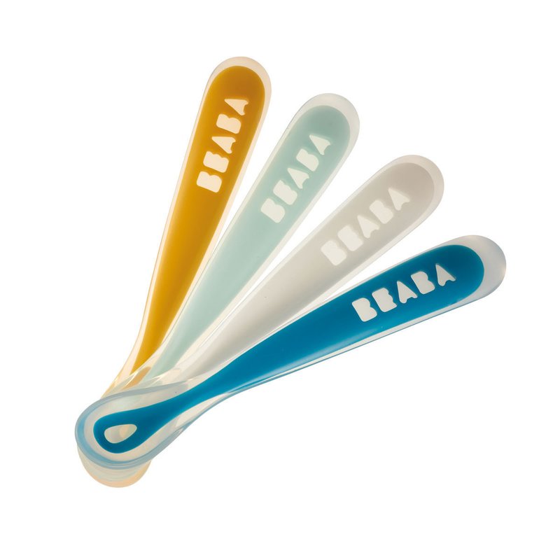 Beaba - set 4 lingurite ergonomice silicon rainbow