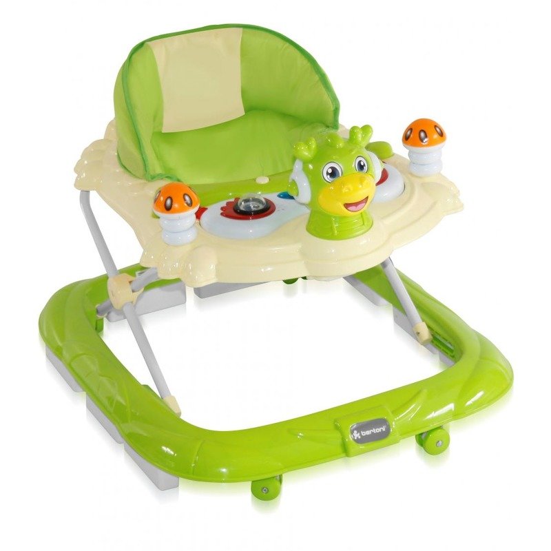 Bertoni premergator cu 4 roti si protectie trepte (panou jucarii) bambi green