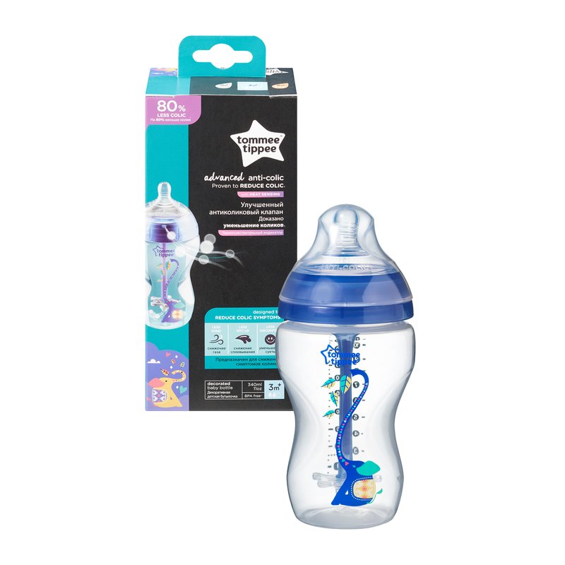 Tommee Tippee - Biberon Advanced pentru baieti cu sistem de ventilatie, 340 ml