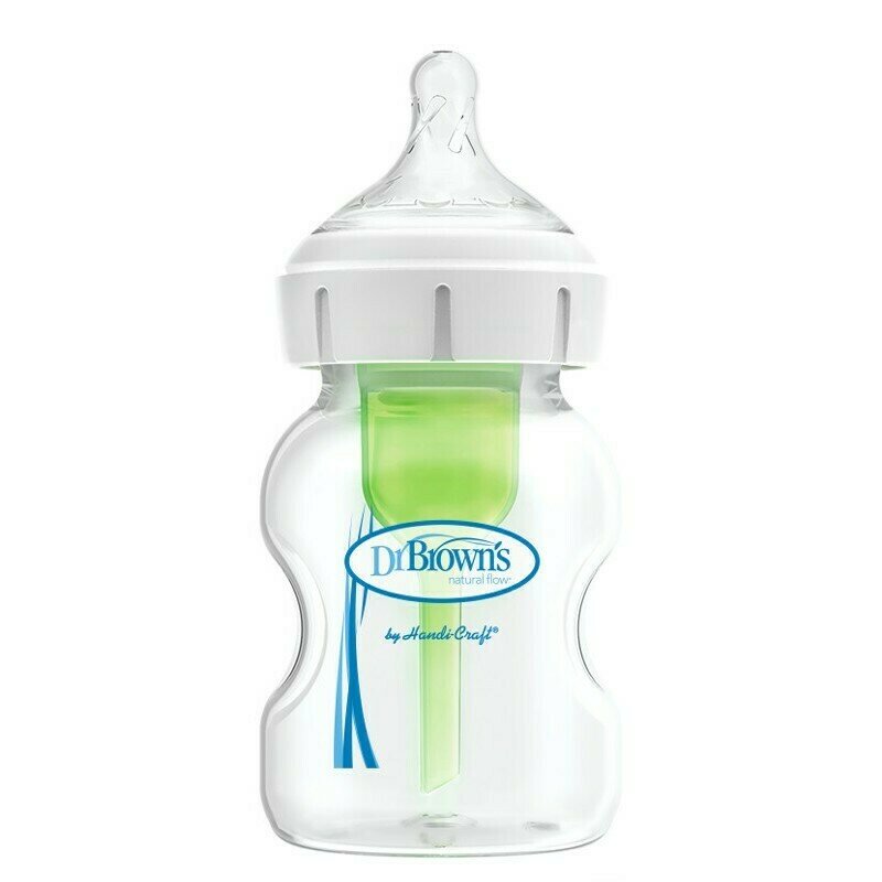 Dr. brown's - biberon anti-colici cu gat larg pp, 150 ml. options plus , cu tetina nivel 1 (0-3 luni)