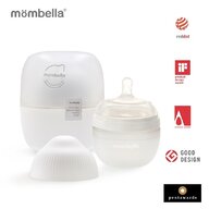 Mombella - Biberon Anticolici  Breast-Like, 120ml, Tetina S flux lent, 100% Silicon, Ivory