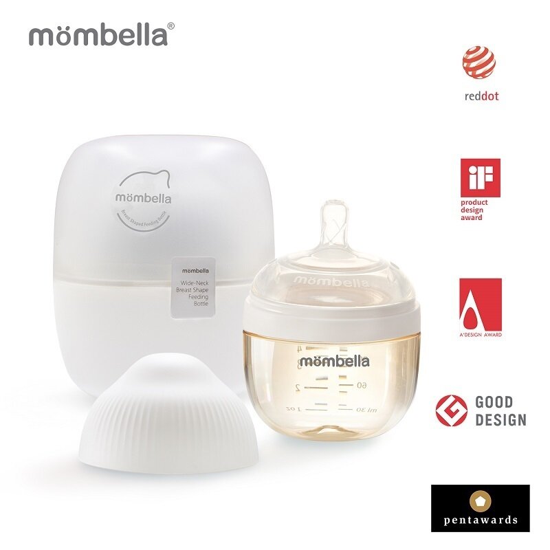 Mombella - Biberon Anticolici Breast-Like, 120ml, Tetina S flux lent, PPSU, Ivory