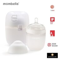 Mombella - Biberon Anticolici  Breast-Like, 210ml, Tetina M flux mediu, 100% Silicon, Ivory
