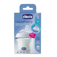 Chicco - Biberon  Natural Feeling, 150ml, t.s., flux normal, 0luni+, 0%BPA