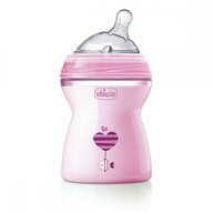 Chicco - Biberon  Natural Feeling, roz, 250ml, t.s., 2luni+, 0%BPA