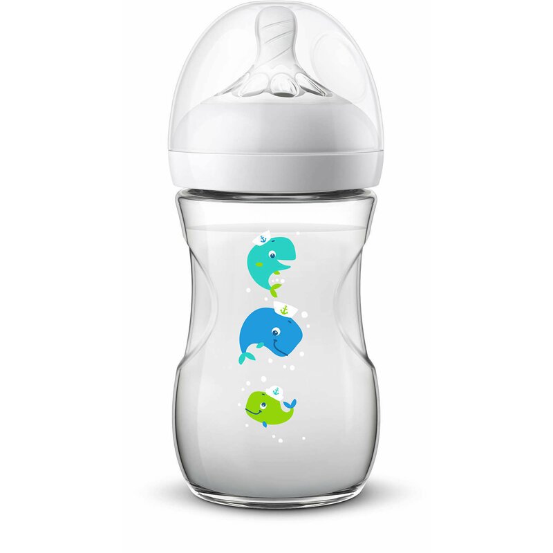 Philips avent - biberon animale marine , natural din polypropilena (pp) 260 ml, albastru
