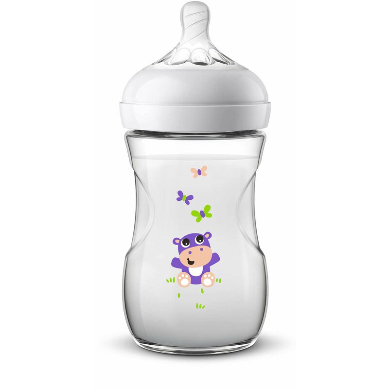 Philips avent - biberon hipopotam , natural din polypropilena (pp) 260 ml, violet
