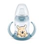 Nuk - Biberon First Choice Cu toarte si adaptor din silicon, 6 luni+ Winnie The Pooh din Polypropilena (Pp) 150 ml, Albastru - 1