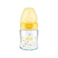 Nuk - NUK - Biberon  First Choice Plus Sticla 120 Ml Tetina Silicon M 0-6 luni Galben