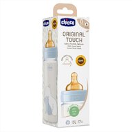 Chicco - Biberon sticla  Original Touch 240ml, tetina cauciuc, flux lent, unisex, 0luni+