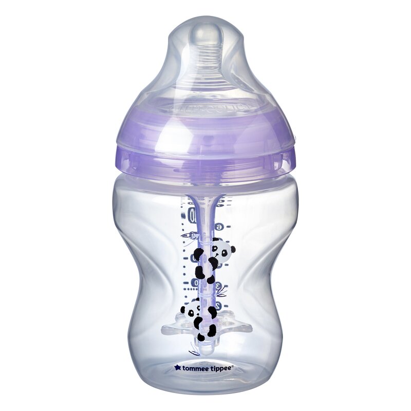 Tommee tippee - biberon ursuleti panda cu sistem de ventilati, 0 luni + advanced din polypropilena 260 ml
