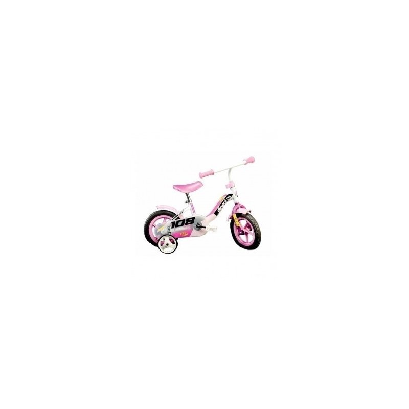 Dino bikes - bicicleta cu pedale 108 fl, 10 , cu maner pentru parinti, roz