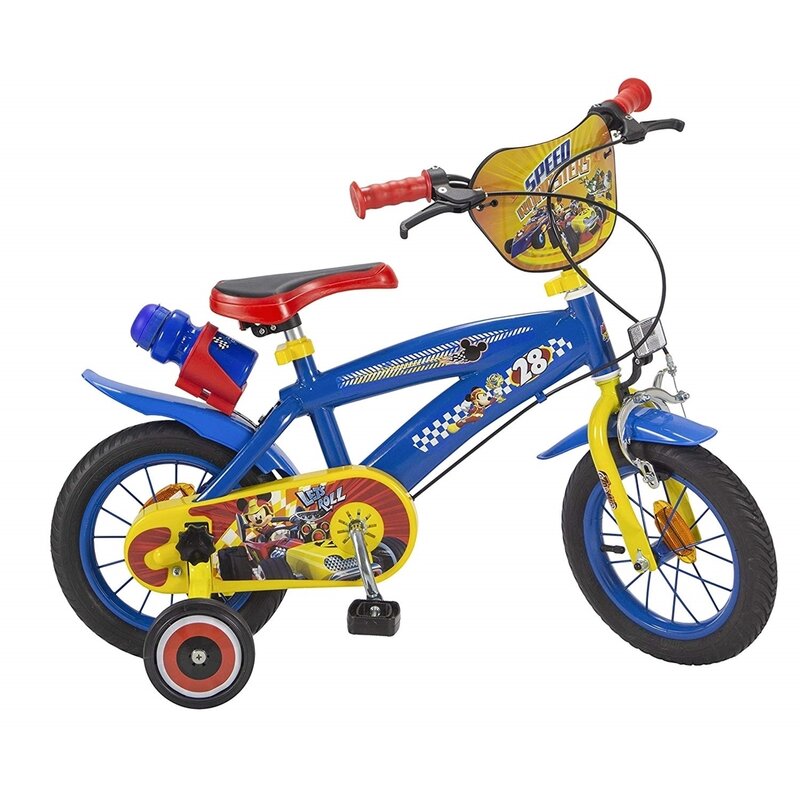 Toimsa - Bicicleta cu pedale , Mickey Mouse, 12 , Cu roti ajutatoare, Multicolor