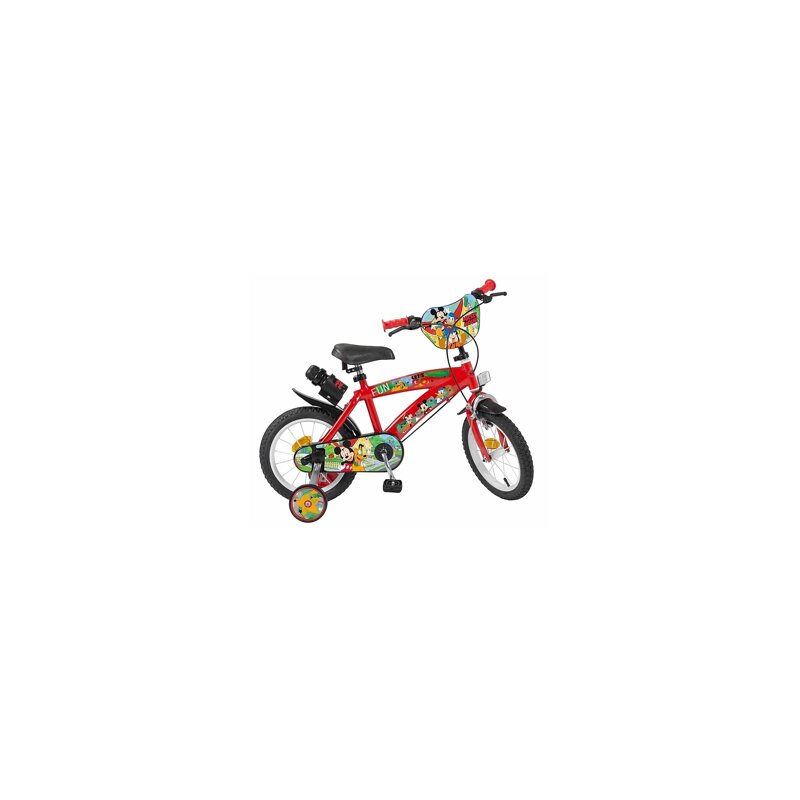 Toimsa - bicicleta cu pedale , mickey mouse, 14 , cu roti ajutatoare, multicolor