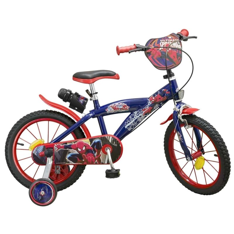 Toimsa - bicicleta cu pedale , spiderman, 16 , cu roti ajutatoare, multicolor