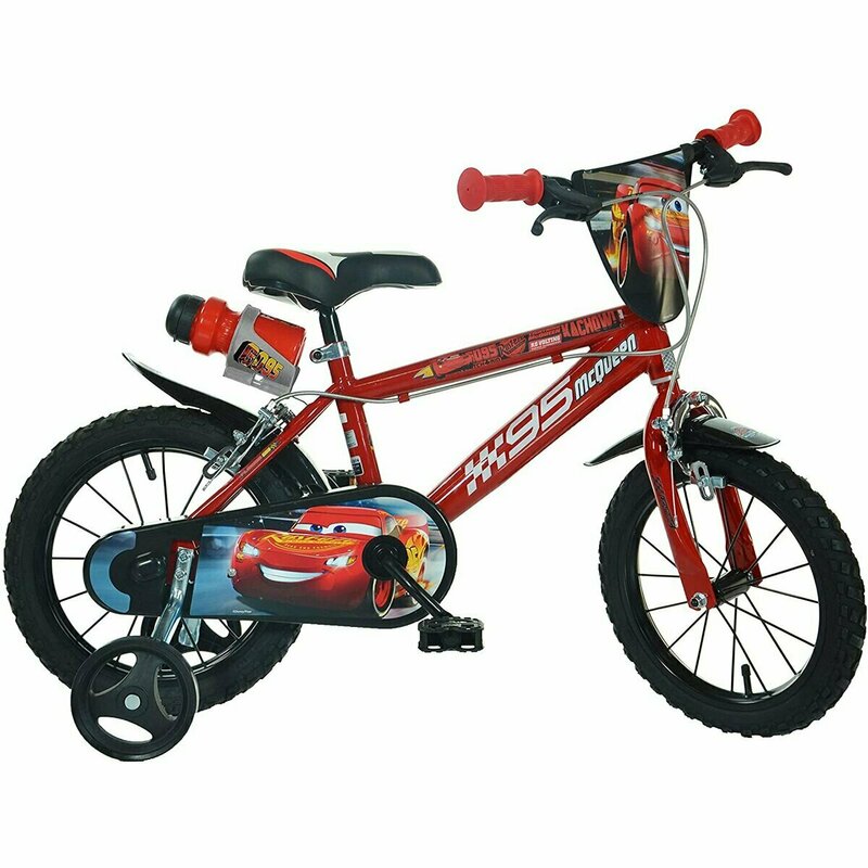 Dino Bikes - Bicicleta cu pedale , Disney Cars, 16 , Cu roti ajutatoare, Multicolor
