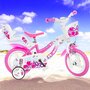 Bicicleta cu pedale, Dino Bikes, Flappy, Cu roti ajutatoare, Cu cosulet frontal, Cu scaunel pentru papusa, 12 inch, Pana la 40 kg, 3 ani+, Roz - 2