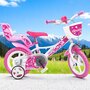 Bicicleta cu pedale, Dino Bikes, Inimioare, Cu roti ajutatoare, Cu cosulet frontal, Cu scaunel pentru papusa, 12 inch, Pana la 40 kg, 3 ani+, Multicolor - 5