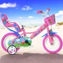 Bicicleta cu pedale, Dino Bikes, Purcelusa Peppa, Cu roti ajutatoare, Cu cosulet frontal, Cu scaunel pentru papusa, 12 inch, Pana la 40 kg, 3 ani+, Multicolor - 4