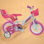 Bicicleta cu pedale, Dino Bikes, Unicorn, Cu roti ajutatoare, Cu cosulet frontal, Cu cosulet pentru papusi, 12 inch, Pana la 40 kg, 3 ani+, Multicolor - 6