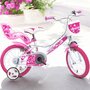 Bicicleta cu pedale, Dino Bikes, Inimioare, Cu roti ajutatoare, Cu cosulet frontal, Cu scaunel pentru papusa, 14 inch, Pana la 50 kg, 4 ani+, Multicolor - 3