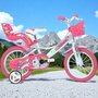 Bicicleta cu pedale, Dino Bikes, Unicorn, Cu roti ajutatoare, Cu cosulet frontal, Cu cosulet pentru papusi, 14 inch, Pana la 115 cm, Pink - 3