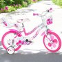 Bicicleta cu pedale, Dino Bikes, Flappy, Cu roti ajutatoare, Cu cosulet frontal, Cu scaunel pentru papusa, 16 inch, Pana la 125 cm, 6 ani+, Roz - 3