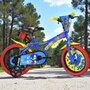 Bicicleta copii, Dino Bikes, Sonic, Roti ajutatoare, Suport cu sticla de apa, 16 inch, Cadru din otel, Pana la 125 cm, Blue/Red - 4