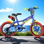 Bicicleta copii, Dino Bikes, Sonic, Roti ajutatoare, Suport cu sticla de apa, 16 inch, Cadru din otel, Pana la 125 cm, Blue/Red - 3