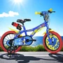 Bicicleta copii, Dino Bikes, Sonic, Roti ajutatoare, Suport cu sticla de apa, 16 inch, Cadru din otel, Pana la 125 cm, Blue/Red - 4