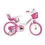 Bicicleta cu pedale, Dino Bikes, Unicorn, Cu roti ajutatoare, Cu cosulet frontal, Cu cosulet pentru papusi, 16 inch, Pana la 60 kg, 5 ani+, Multicolor - 1