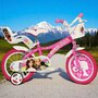 Bicicleta copii, Dino Bikes, Barbie, Roti ajutatoare, Cosulet frontal, Scaunel pentru papusi, 16 inch, Cadru din otel, Pana la 125 cm, Pink - 3