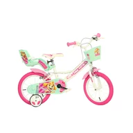 Bicicleta copii, Dino Bikes, Paw Patrol, Roti ajutatoare, Cosulet frontal, Scaunel pentru papusi, 14 inch, Cadru din otel, Pana la 115 cm, White