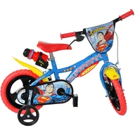Bicicleta copii, Dino Bikes, Superman, Roti ajutatoare, Suport cu sticla de apa, 12 inch, Cadru din otel, Pana la 110 cm, Blue/Red, Resigilat