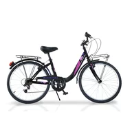 Bicicleta cu pedale, Dino Bikes, City Summertime, Cu 6 viteze, 24 inch, Peste 130 cm, Black
