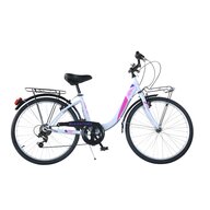 Bicicleta cu pedale, Dino Bikes, City Summertime, Cu 6 viteze, 24 inch, Peste 130 cm, White