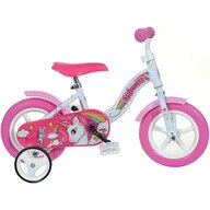 Bicicleta cu pedale, Dino Bikes, Unicorn, Cu roti ajutatoare, 10 inch, Pana la 30 kg, 2 ani+, Multicolor, Resigilat