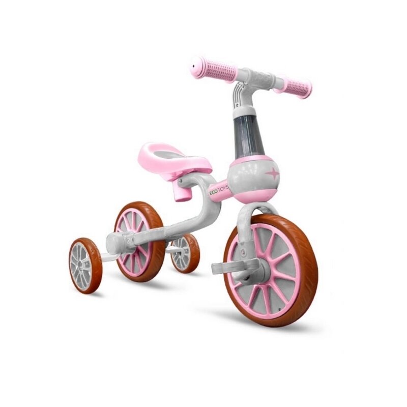 Ecotoys - bicicleta cu pedale lc-v1311 , cu roti ajutatoare, roz