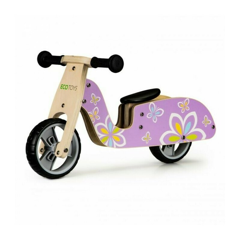 Ecotoys - bicicleta fara pedale lc-v1330 , fluturasi din lemn, violet