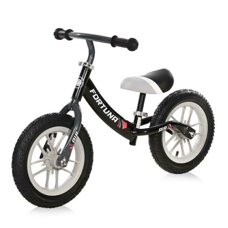 Lorelli - bicicleta de echilibru, fortuna air, 2-5 ani, 12 inch, anvelope cu camera, jante cu leduri, black & grey