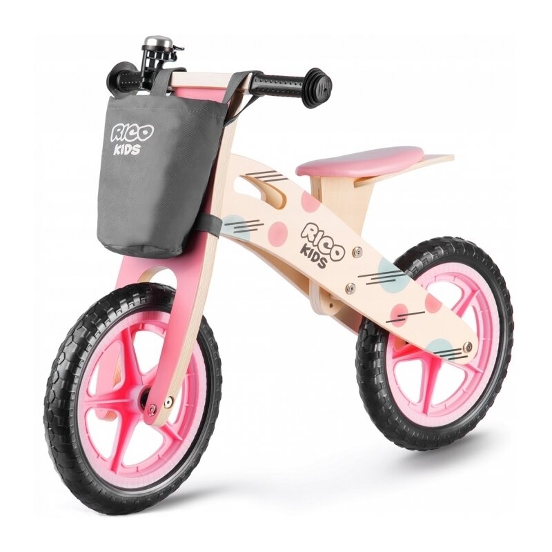 Ricokids - bicicleta din lemn fara pedale rc-611, roz