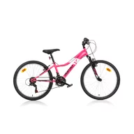 Bicicleta, Dino Bikes, Mountain Bike, Ring Pink, Cu 6 viteze si suspensie, 24 inch, Peste 130 cm