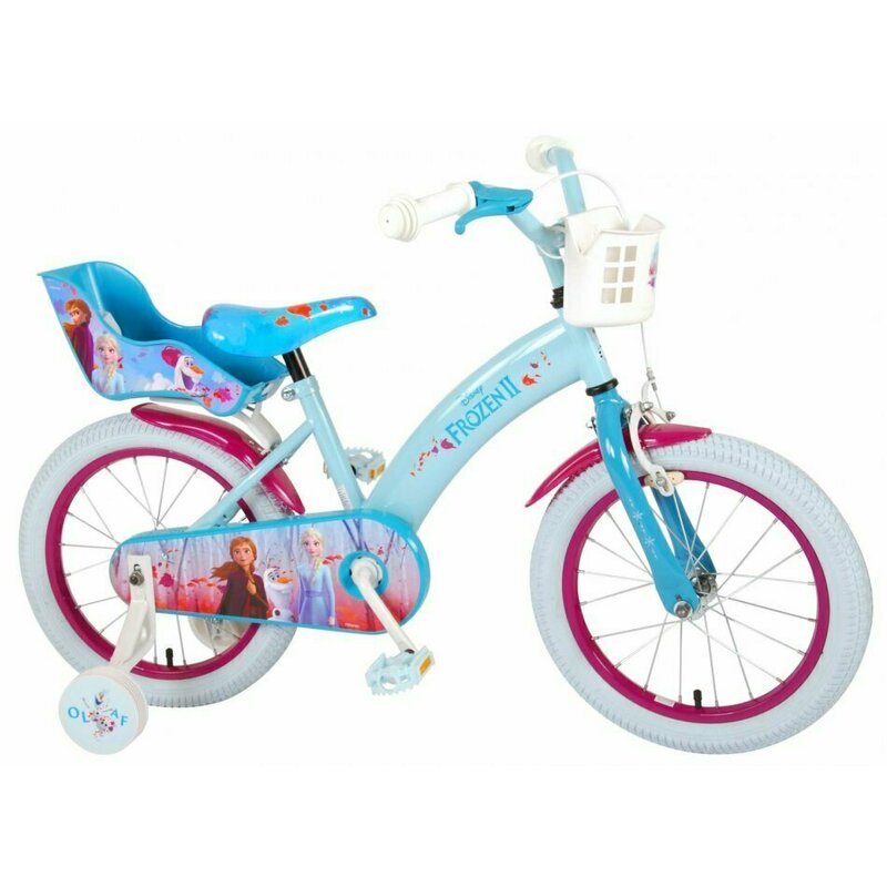 EandL Cycles - Bicicleta cu pedale , Disney Frozen, 16 , Cu roti ajutatoare, Multicolor