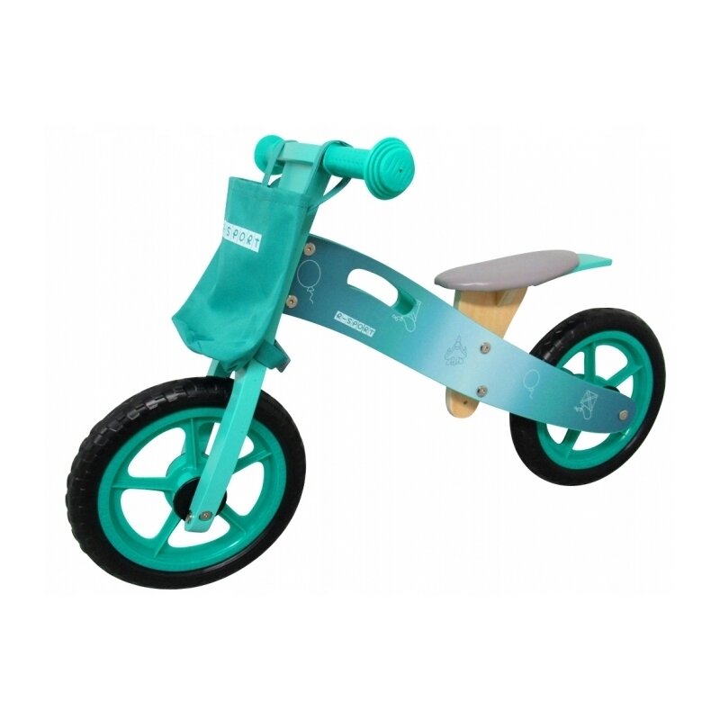 R-sport - bicicleta fara pedale din lemn cu roti din spuma eva r10 - turcoaz