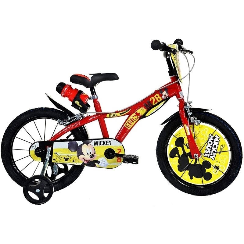 Dino Bikes - Bicicleta cu pedale , Mickey Mouse, 16 , Cu roti ajutatoare